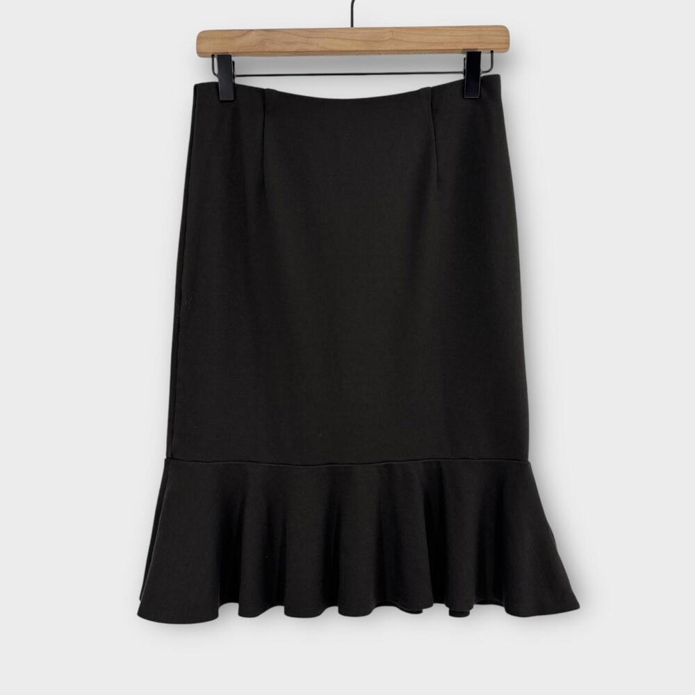 Isda & Co Women’s Size Small Dark Brown Cotton Stretch Pull On Flounce Skirt